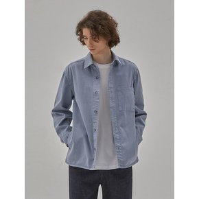 DENIM GARMENT DYEING POCKET SHIRTS BLUE