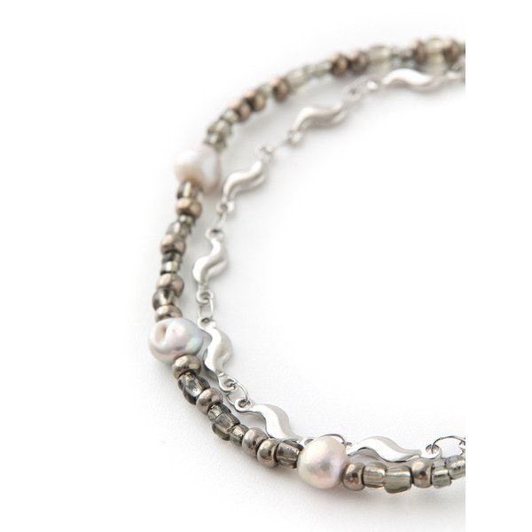 Layered Beaded Bracelet Grey