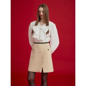 2-LINE TWEED SKIRT - BEIGE