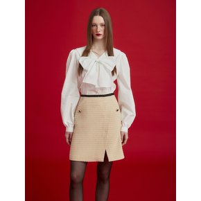 2-LINE TWEED SKIRT - BEIGE