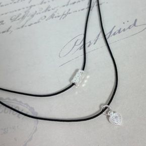 HEART LAYERED SILVER 925 necklace 미니하트큐빅 실버 레이어드 2줄 블랙 목걸이_P426257004