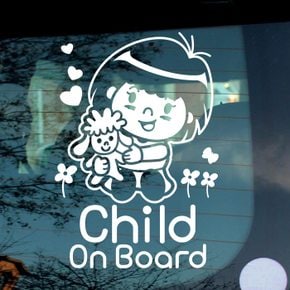 자동차스티커_영희와 강아지 child on board