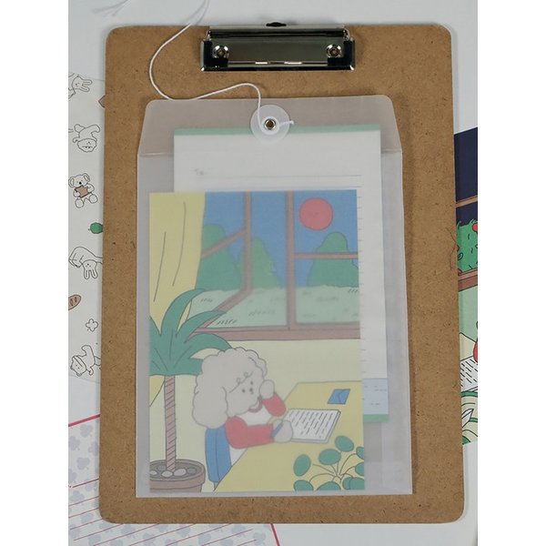 반투명 트레싱지 레트로 하도메 단추 봉투