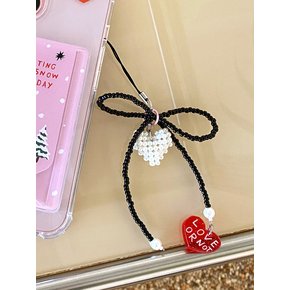 Pearl Love-Black Ribbon Beads Strap/Keyring&Tok