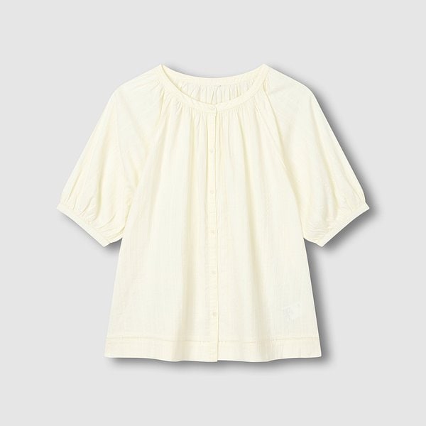 여 도비 벌룬 반팔 파자마 셔츠 J206201066025