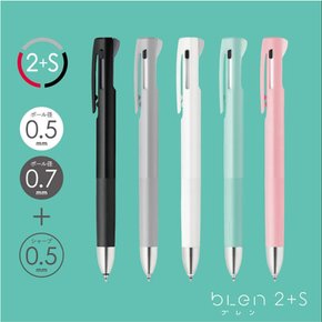 그린에버 일본 Zebra blen2+S볼펜 0.5mm+샤프 블랙(샤프,블랙,레드)