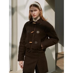 j1103 toggle quilting jacket + oblique slit mini skirt (brown)