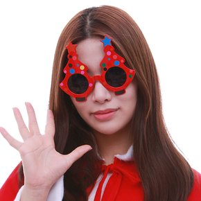 트리안경(레드) 트리 안경 레드 산타 크리스마스 의상 소품 파티 용품