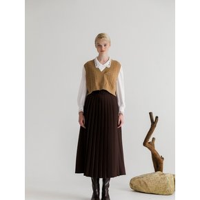 Cropped Cashmere Wool Vest_Camel Beige