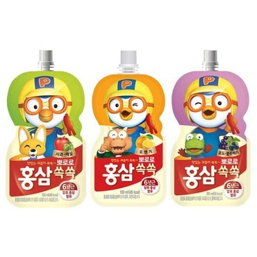  뽀로로 홍삼쏙쏙  100ml 20팩 오렌지 포도 블루베리 사과매실 어린이홍삼