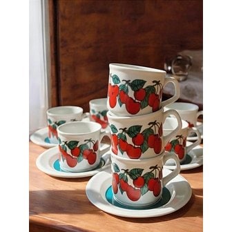 퍼니키친 북유럽 체리 빈티지 커피잔세트 180ml