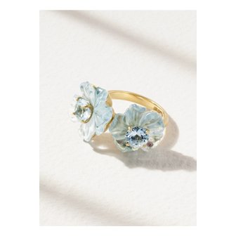 IRENE NEUWIRTH 아이린 뉴워스 트로피컬 플라워 듀엣 18k 골드 아쿠아마린 링 46376663162880031