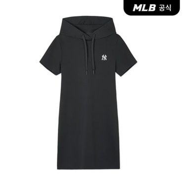 MLB [코리아공식]여성 베이직 스몰로고 후드 원피스 NY (Black)