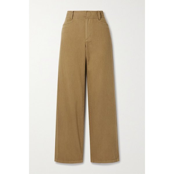 코튼 리오셀 리넨 혼방 트윌 스트레이트 팬츠 탠 브라운 1647597306174369