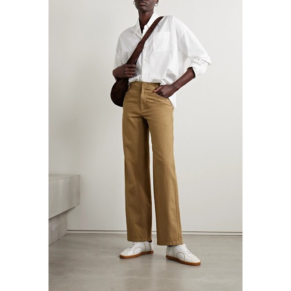 코튼 리오셀 리넨 혼방 트윌 스트레이트 팬츠 탠 브라운 1647597306174369