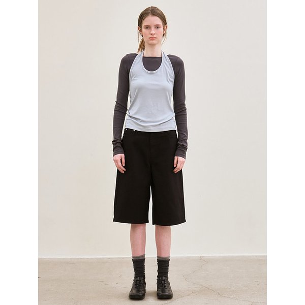 cotton half pants (black)
