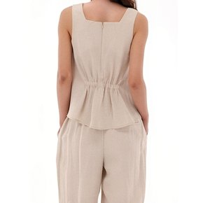 Square neck Sleeveless Top _Beige