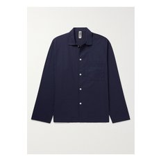 Camp-Collar Organic Cotton-Poplin Pyjama Shirt 블루 13452677152775667