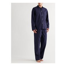 Camp-Collar Organic Cotton-Poplin Pyjama Shirt 블루 13452677152775667