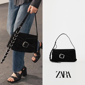 ZARA 자라 블랙 스웨이드 버클 크로스바디 토트 숄더 백