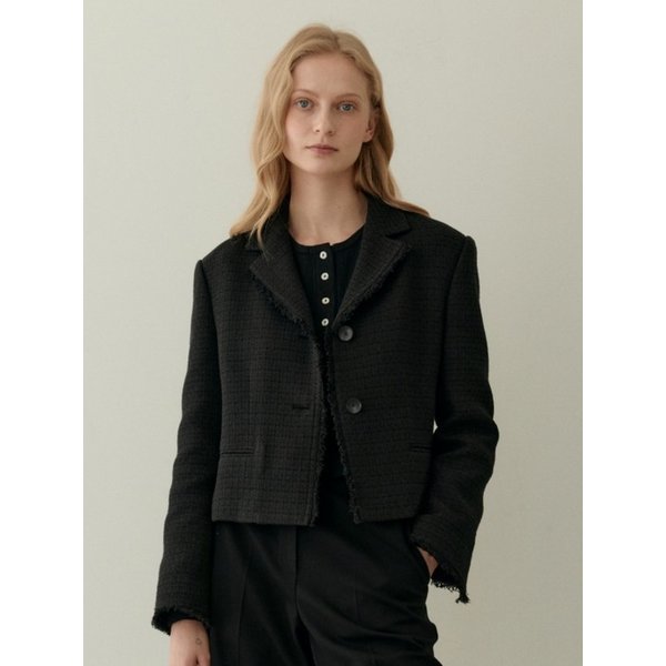 [리퍼브] FRINGE TWEED JACKET BLACK