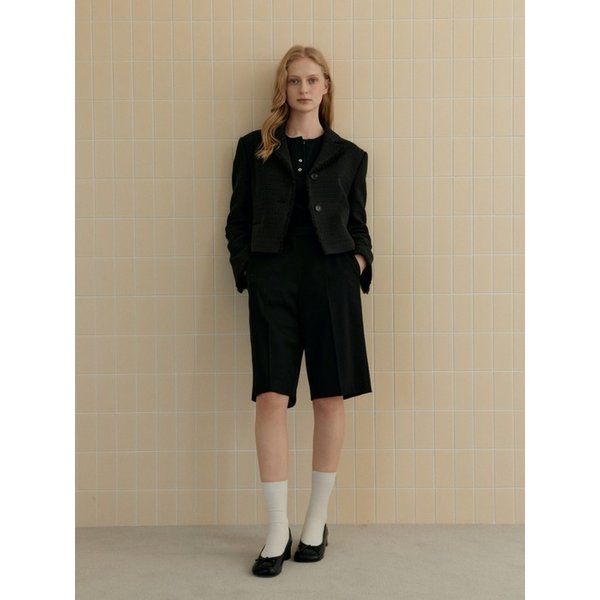 [리퍼브] FRINGE TWEED JACKET BLACK