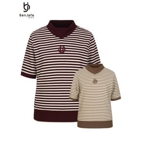 BQ4MWTS603 여성 자카드 하이넥 반팔티