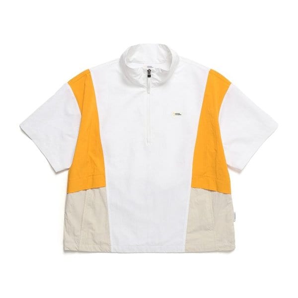 [여주점] N242WFT190 여성 베어리 우븐 배색 반팔 아노락 화이트