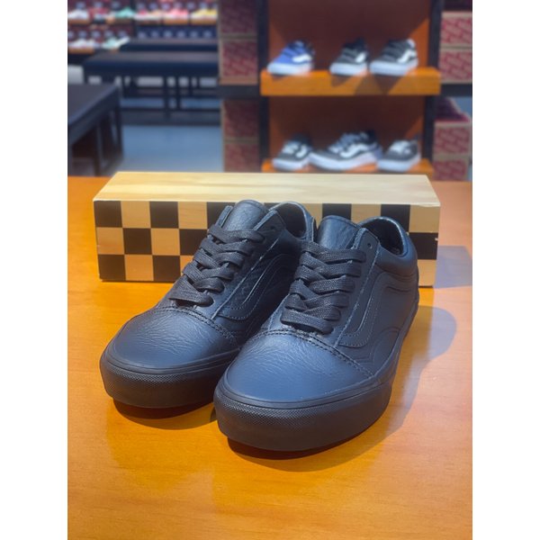 [여주점] (남여공용) 스니커즈 올드스쿨 레더 가죽 (올블랙) (VN0003Z6L3A)