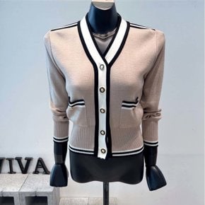 / [VIVA] 22FW 포켓 Y배색 니트 숏가디건