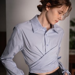 YY_Half open sleeve cropped shirt