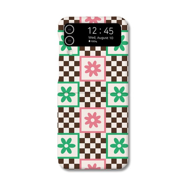 밍에르스튜디오 플로럴 체스보드 Z플립3/4 하드케이스