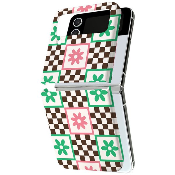 밍에르스튜디오 플로럴 체스보드 Z플립3/4 하드케이스