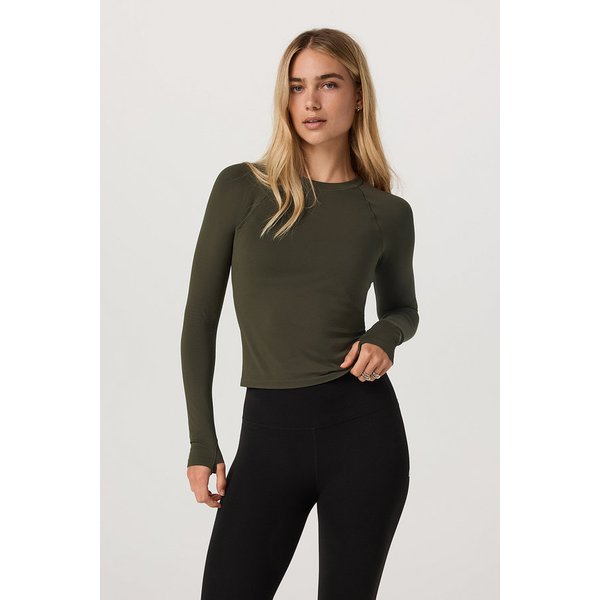 [여성] 롱슬리브 서지 심리스 티 _ 올리브 VR26121069000