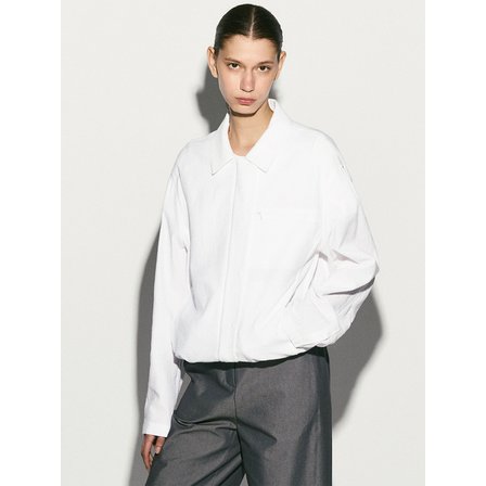 리이 SEERSUCKER HIDDEN BUTTON JACKET WHITE