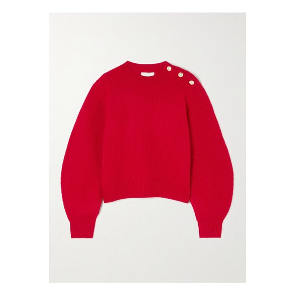 놀리 장식 골지 니트 메리노 울 스웨터 레드 1647597350563652