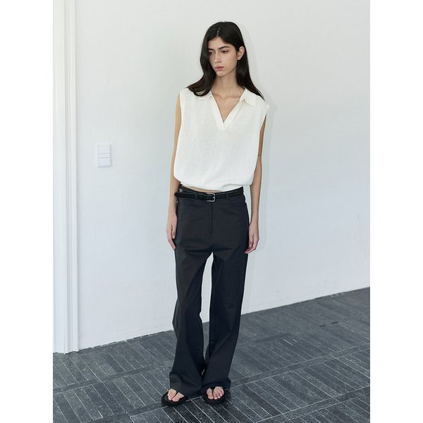 Cotton straight pants _ navy