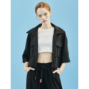 Linen Short Jacket Black