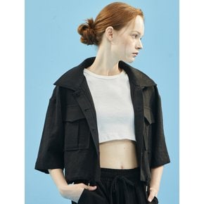 Linen Short Jacket Black