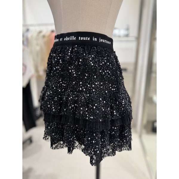 [여주점] 매쉬소재 믹스 티어드 미니 스커트ES2WS963