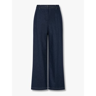 GCUT [리오더] 원 턱 벨티드 린넨 팬츠_다크 네이비 7225230602