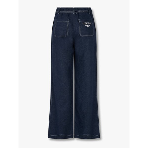 [리오더] 원 턱 벨티드 린넨 팬츠_다크 네이비 7225230602