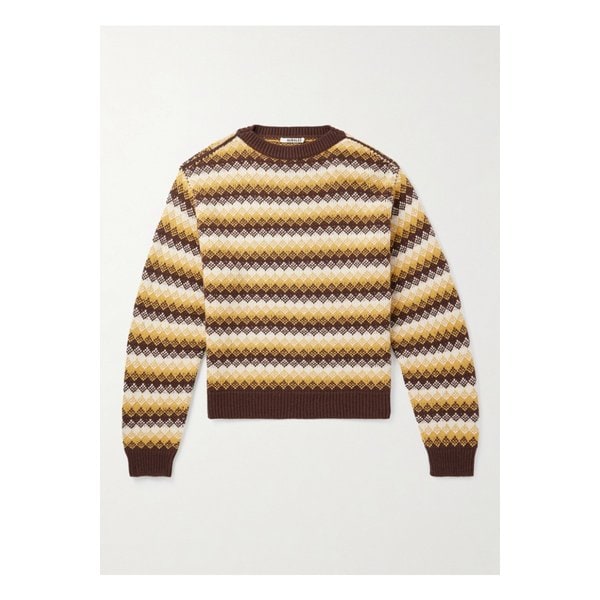 자카드 니트 캐시미어 울 혼방 스웨터 옐로 46376663162885156