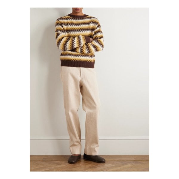 자카드 니트 캐시미어 울 혼방 스웨터 옐로 46376663162885156