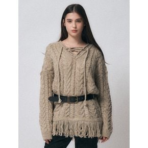 v tassel knit ops [beige]