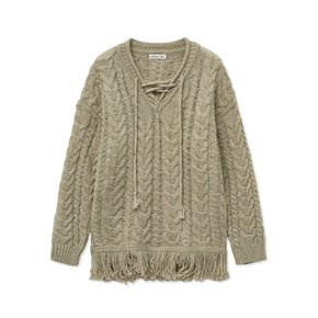 v tassel knit ops [beige]