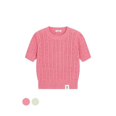 르샵 라운드넥 테리 반팔 케이블 니트 U1F22KPO030 리에떼