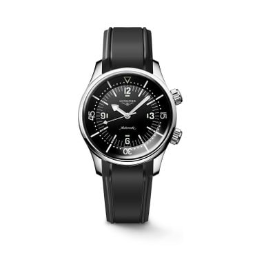 론진 레전드 다이버 블랙 다이얼 러버 스트랩 39MM L3.764.4.50.9
