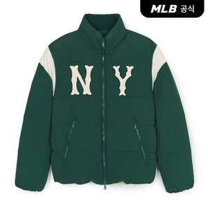 MLB [코리아공식] 바시티 어깨배색 쿠퍼스 중량 숏패딩 NY (D.Green)