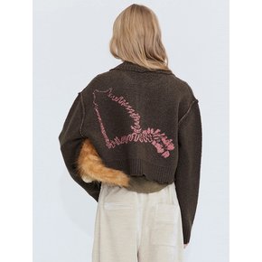 Jacquard Boucle Cardigan_Brown